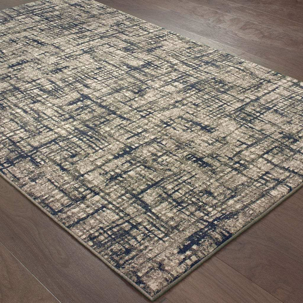 5' X 8' Gray And Navy Abstract Area Rug - Homeroots - Flyclothing LLC