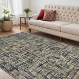 5' X 8' Gray And Navy Abstract Area Rug - Homeroots