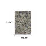 10' X 13' Gray And Navy Abstract Area Rug - Homeroots