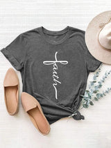 Letter Graphic Round Neck Short Sleeve T-Shirt - Trendsi - Flyclothing LLC