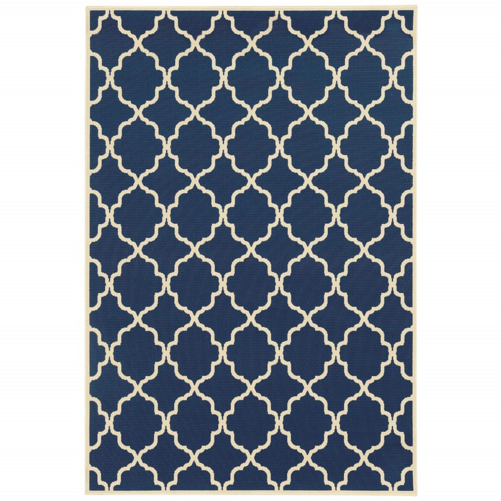 Blue and Ivory Indoor Outdoor Area Rug - Homeroots