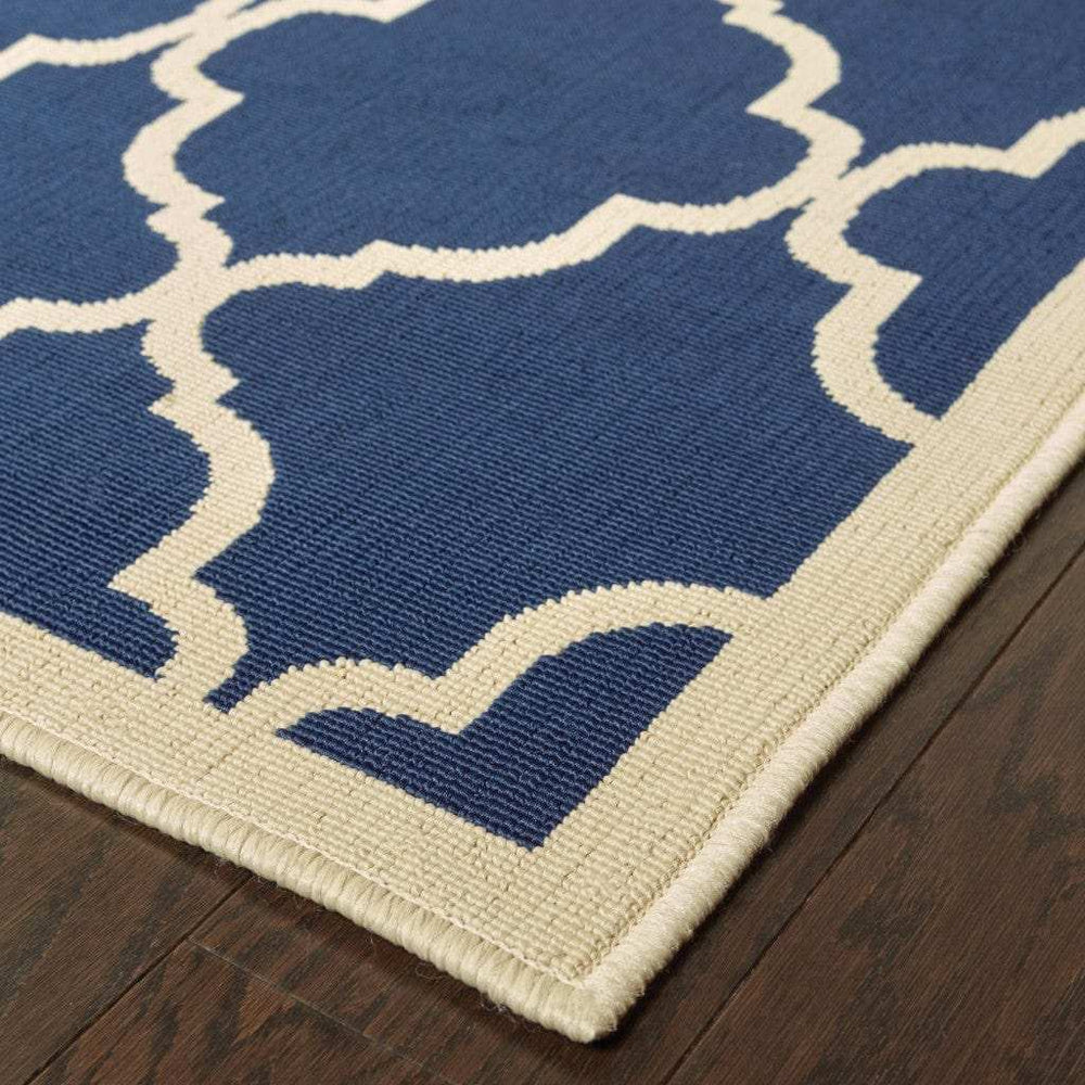 Blue and Ivory Indoor Outdoor Area Rug - Homeroots - Flyclothing LLC