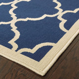 Blue and Ivory Indoor Outdoor Area Rug - Homeroots