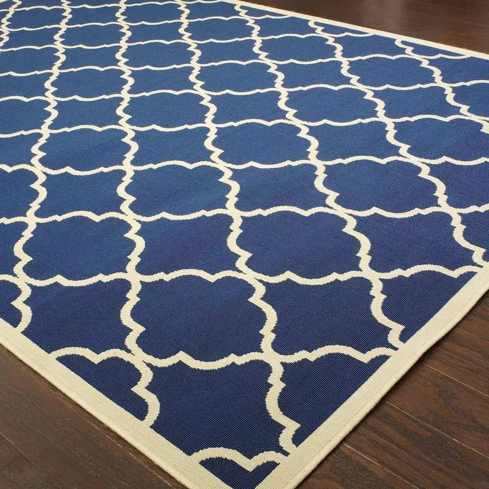 Blue and Ivory Indoor Outdoor Area Rug - Homeroots - Flyclothing LLC
