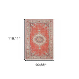 8' X 10' Red and Gray Power Loom Area Rug - Homeroots