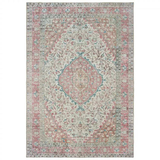 8' X 10' Ivory And Pink Oriental Area Rug - Homeroots - Flyclothing LLC