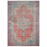 8' X 10' Red And Blue Oriental Area Rug - Homeroots