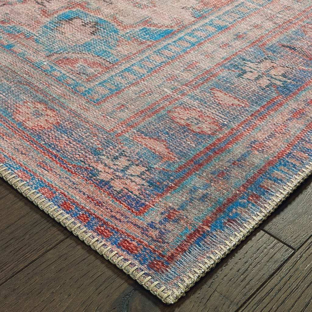 8' X 10' Red And Blue Oriental Area Rug - Homeroots - Flyclothing LLC