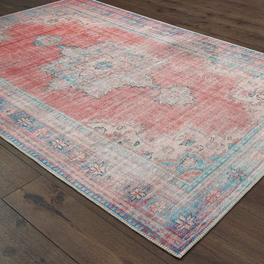 8' X 10' Red And Blue Oriental Area Rug - Homeroots - Flyclothing LLC