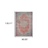 8' X 10' Red And Blue Oriental Area Rug - Homeroots