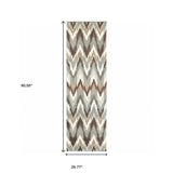2' X 8' Gray And Taupe Ikat Pattern Runner Rug - Homeroots