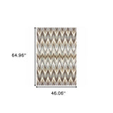 4' X 6' Gray And Taupe Ikat Pattern Area Rug - Homeroots