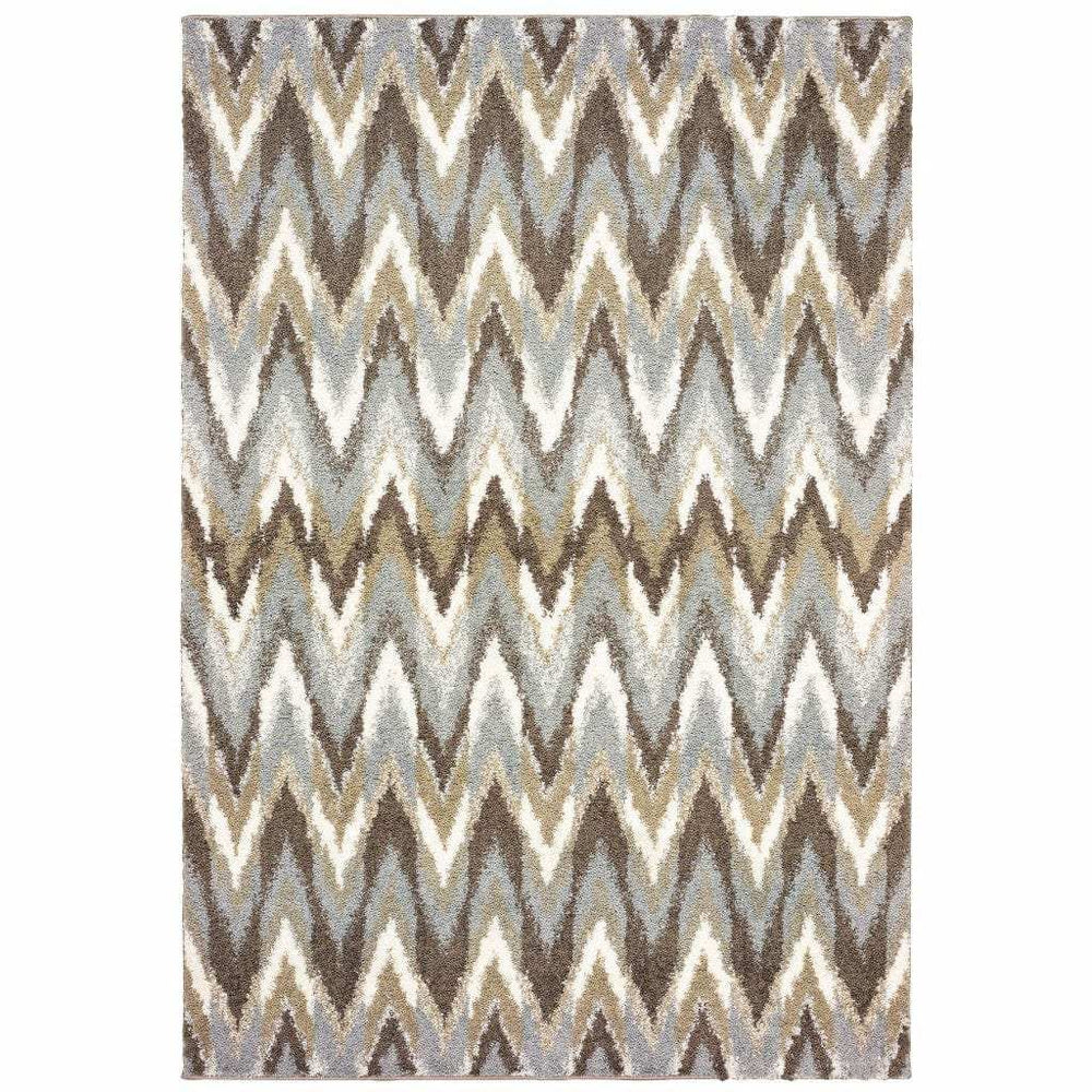 5' X 8' Gray And Taupe Ikat Pattern Area Rug - Homeroots - Flyclothing LLC