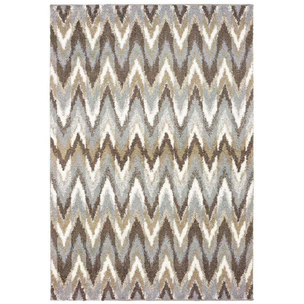 5' X 8' Gray And Taupe Ikat Pattern Area Rug - Homeroots - Flyclothing LLC