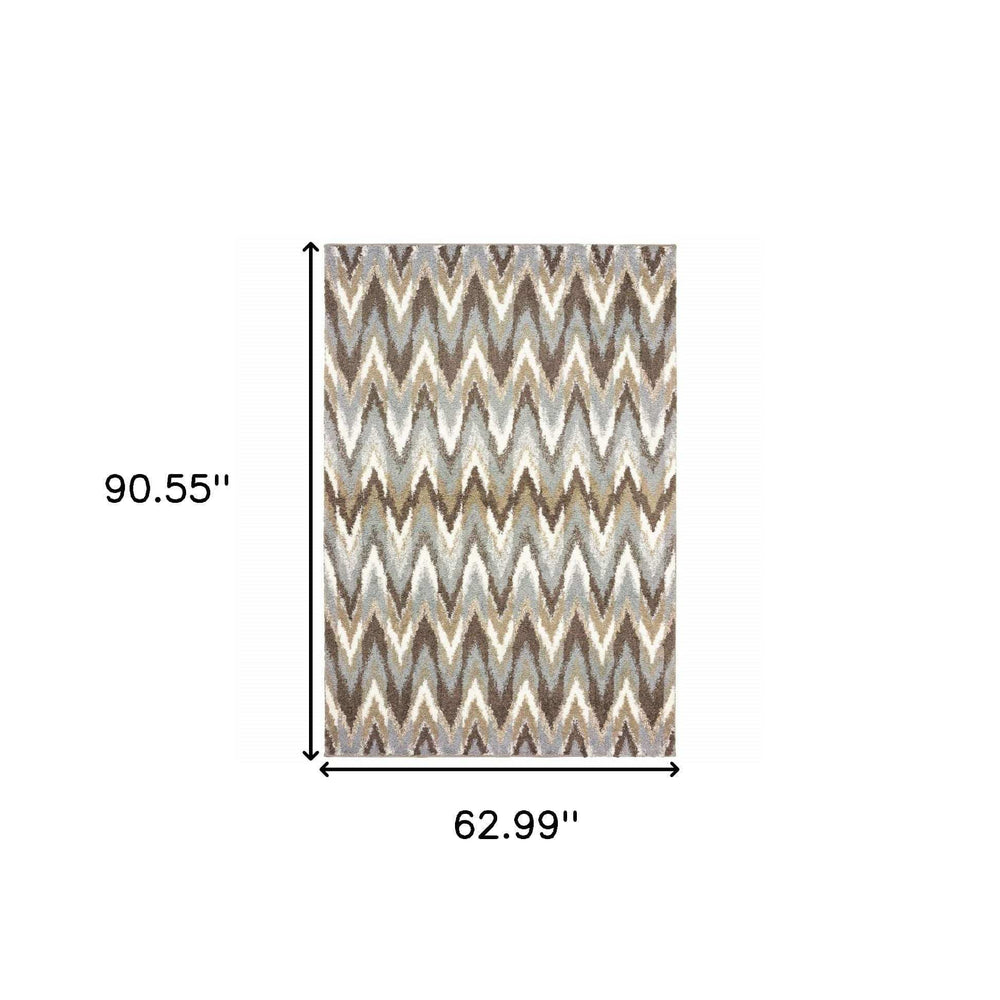 5' X 8' Gray And Taupe Ikat Pattern Area Rug - Homeroots - Flyclothing LLC