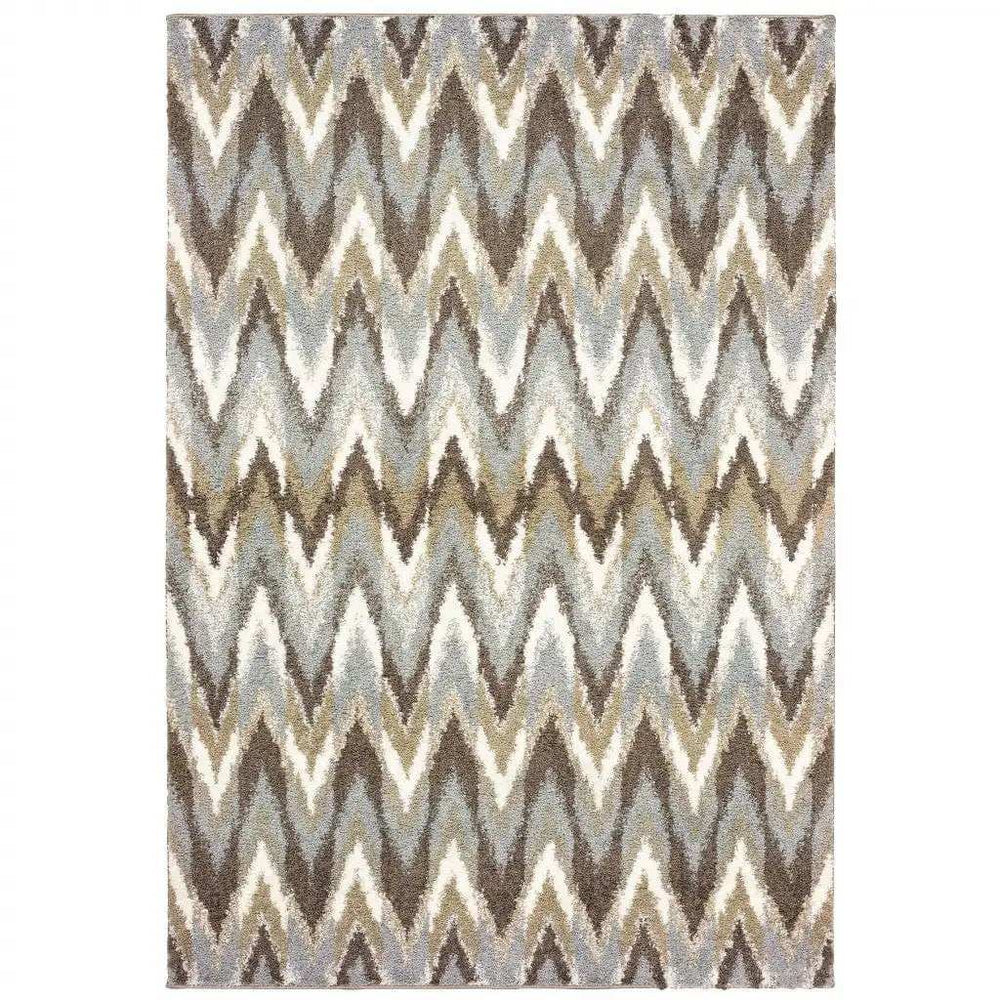 7' X 10' Gray And Taupe Ikat Pattern Area Rug - Homeroots - Flyclothing LLC