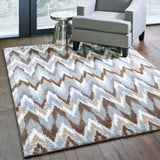 7' X 10' Gray And Taupe Ikat Pattern Area Rug - Homeroots - Flyclothing LLC