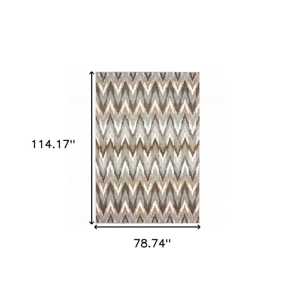 7' X 10' Gray And Taupe Ikat Pattern Area Rug - Homeroots - Flyclothing LLC