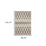 7' X 10' Gray And Taupe Ikat Pattern Area Rug - Homeroots