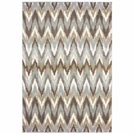 8' X 11' Gray And Taupe Ikat Pattern Area Rug - Homeroots - Flyclothing LLC