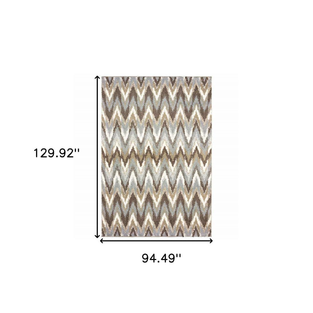 8' X 11' Gray And Taupe Ikat Pattern Area Rug - Homeroots - Flyclothing LLC