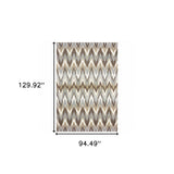 8' X 11' Gray And Taupe Ikat Pattern Area Rug - Homeroots
