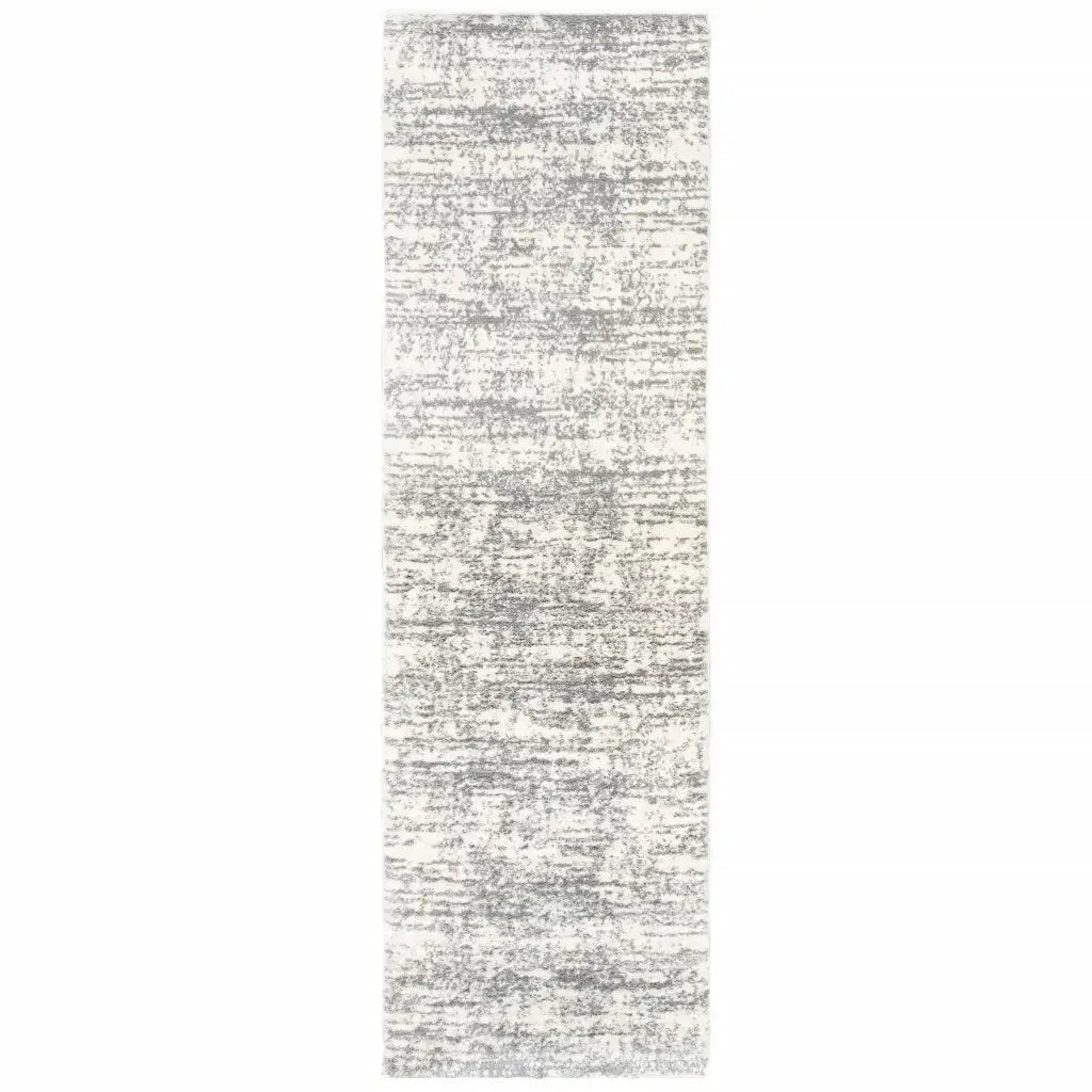 2' X 8' Ivory And Gray Abstract Strokes Runner Rug - Homeroots - Flyclothing LLC