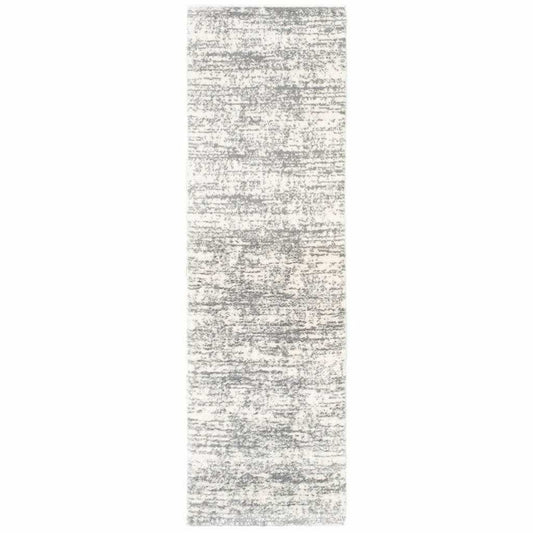 2' X 8' Ivory And Gray Abstract Strokes Runner Rug - Homeroots - Flyclothing LLC