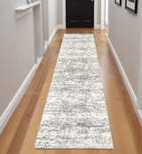 2' X 8' Ivory And Gray Abstract Strokes Runner Rug - Homeroots - Flyclothing LLC