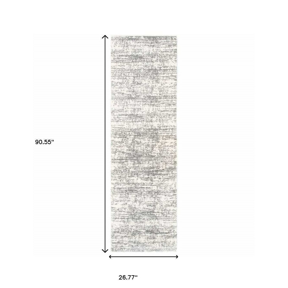 2' X 8' Ivory And Gray Abstract Strokes Runner Rug - Homeroots - Flyclothing LLC