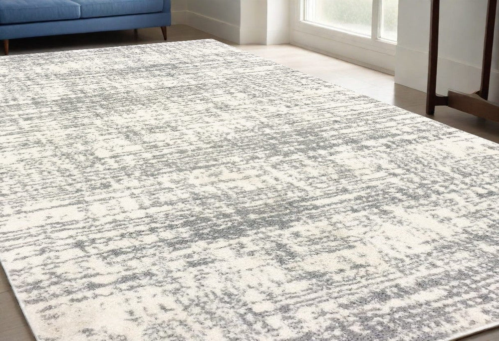 5' X 8' Ivory And Gray Abstract Strokes Area Rug - Homeroots