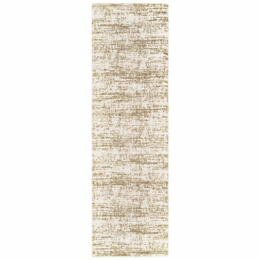 2' X 8' Ivory And Gray Abstract Strokes Runner Rug - Homeroots - Flyclothing LLC