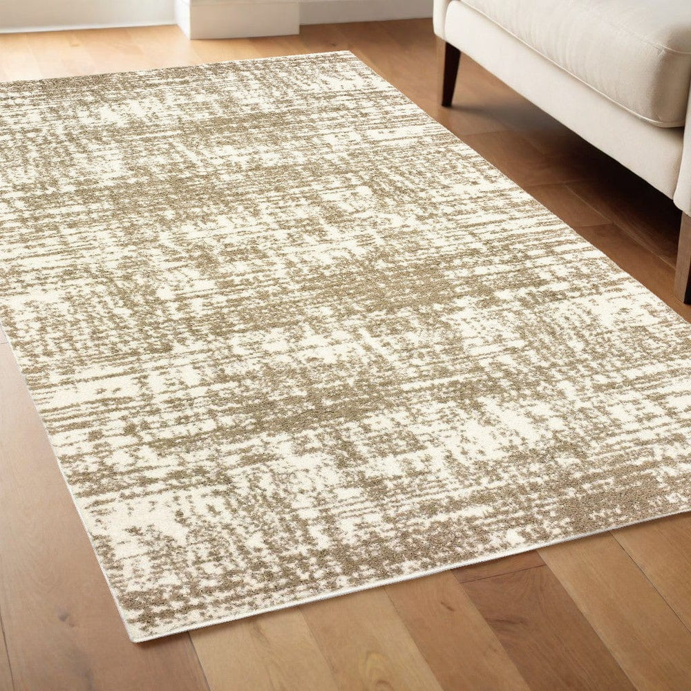 4' X 6' Ivory And Gray Abstract Strokes Area Rug - Homeroots