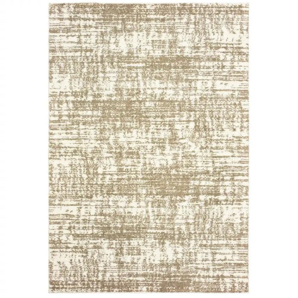5' X 8' Ivory And Gray Abstract Strokes Area Rug - Homeroots