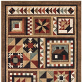 8' X 10' Brown And Red Ikat Patchwork Area Rug - Homeroots