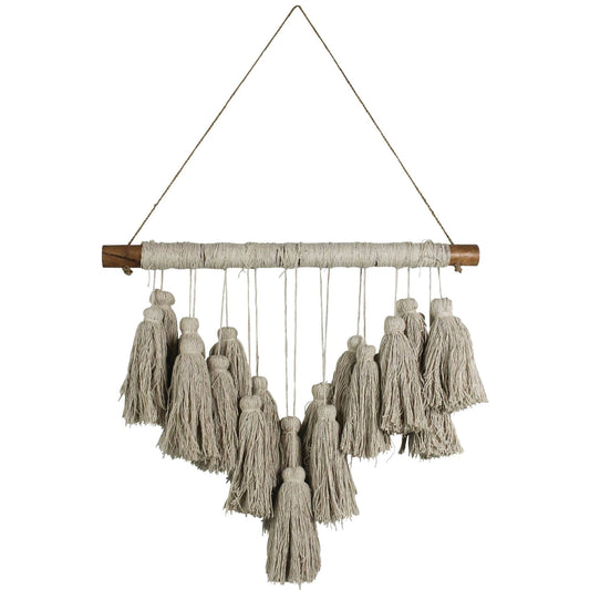 Beige Tassel Bohemian Wall Hanging - Homeroots