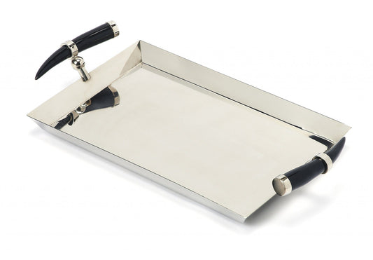 19" Silver Stainless Steel Serving Tray - Homeroots
