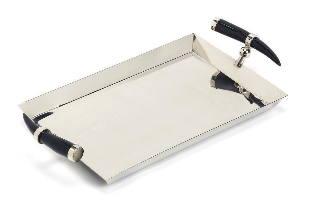 19" Silver Stainless Steel Serving Tray - Homeroots - Flyclothing LLC