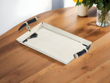 19" Silver Stainless Steel Serving Tray - Homeroots - Flyclothing LLC