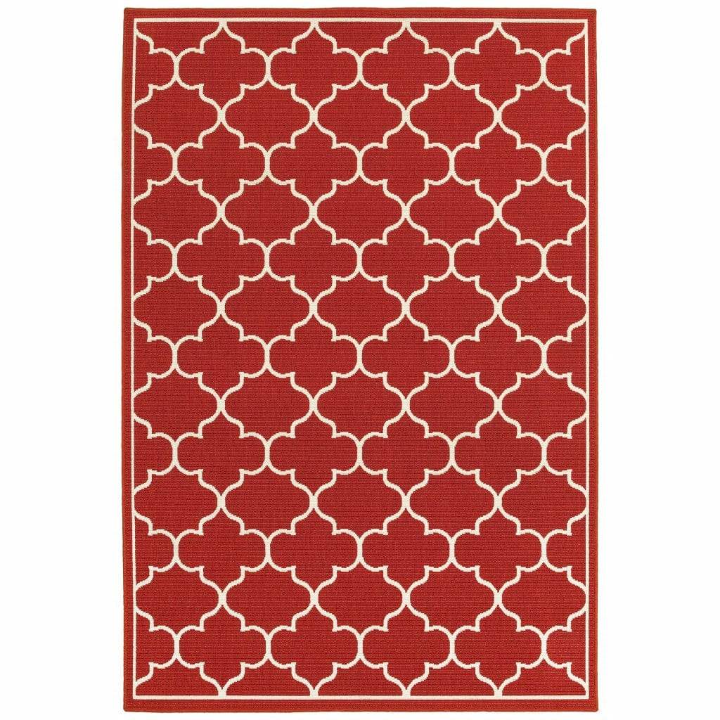 2' X 3' Red and Ivory Indoor Outdoor Area Rug - Homeroots - Flyclothing LLC