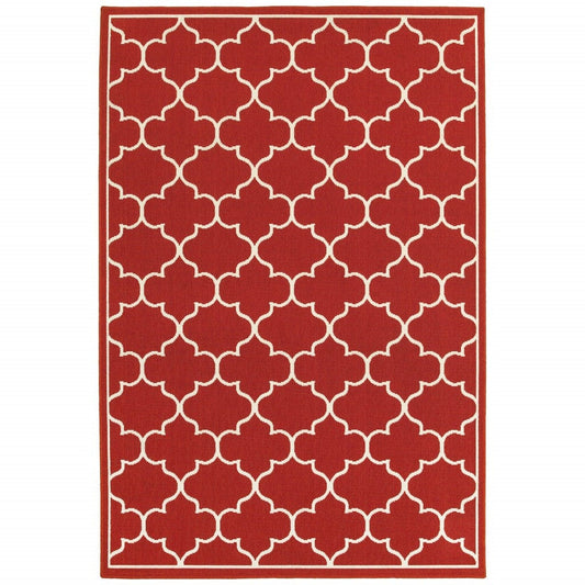 2' X 3' Red and Ivory Indoor Outdoor Area Rug - Homeroots