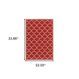 2' X 3' Red and Ivory Indoor Outdoor Area Rug - Homeroots - Flyclothing LLC