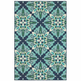 2' X 3' Blue and Green Floral Indoor Outdoor Area Rug - Homeroots - Flyclothing LLC