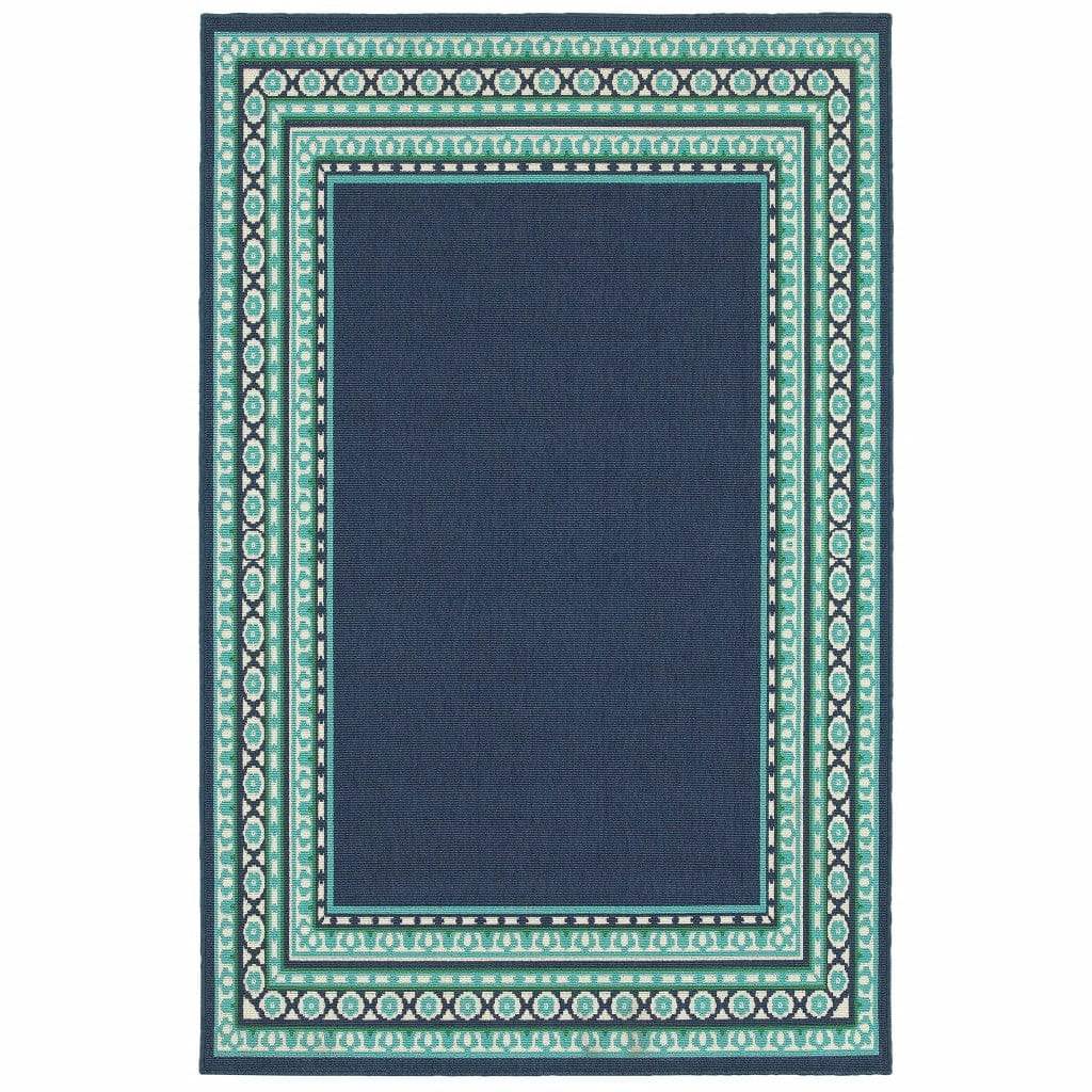 2' X 3' Blue and Green Indoor Outdoor Area Rug - Homeroots - Flyclothing LLC