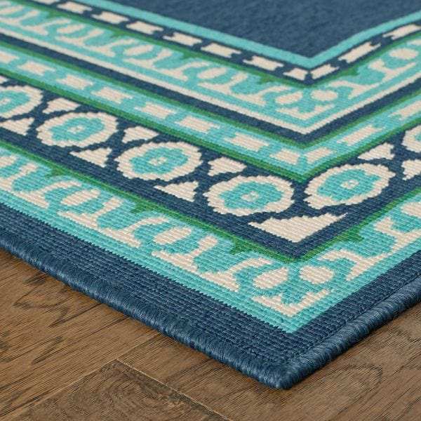 2' X 3' Blue and Green Indoor Outdoor Area Rug - Homeroots - Flyclothing LLC