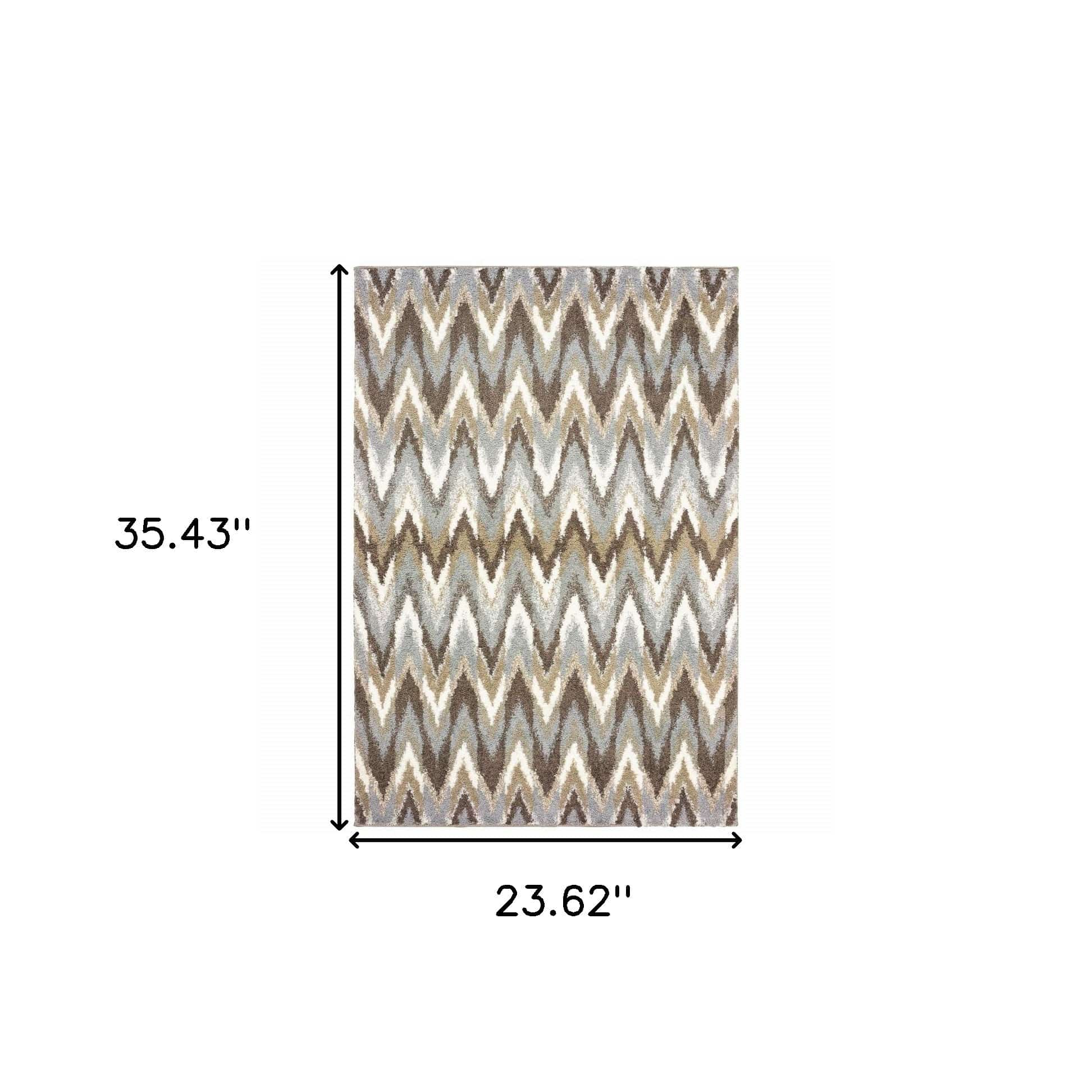 2' X 3' Gray Shag Power Loom Area Rug - Homeroots - Flyclothing LLC