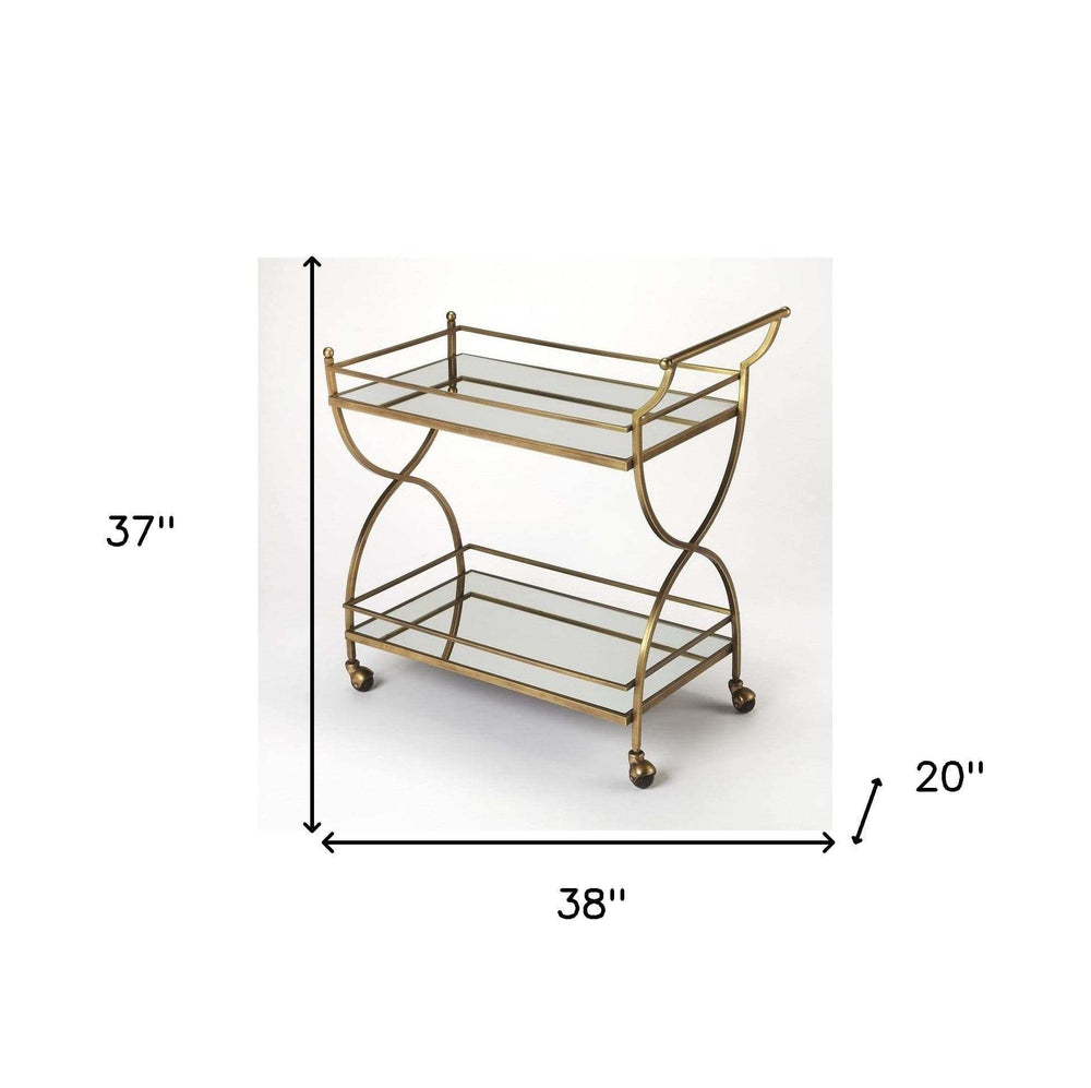 Antique Gold Bar Cart - Homeroots - Flyclothing LLC