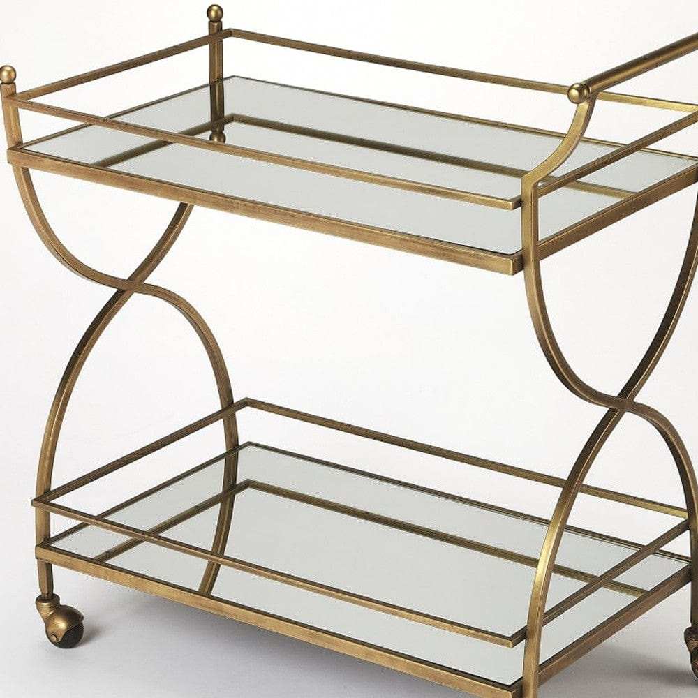 Antique Gold Bar Cart - Homeroots - Flyclothing LLC