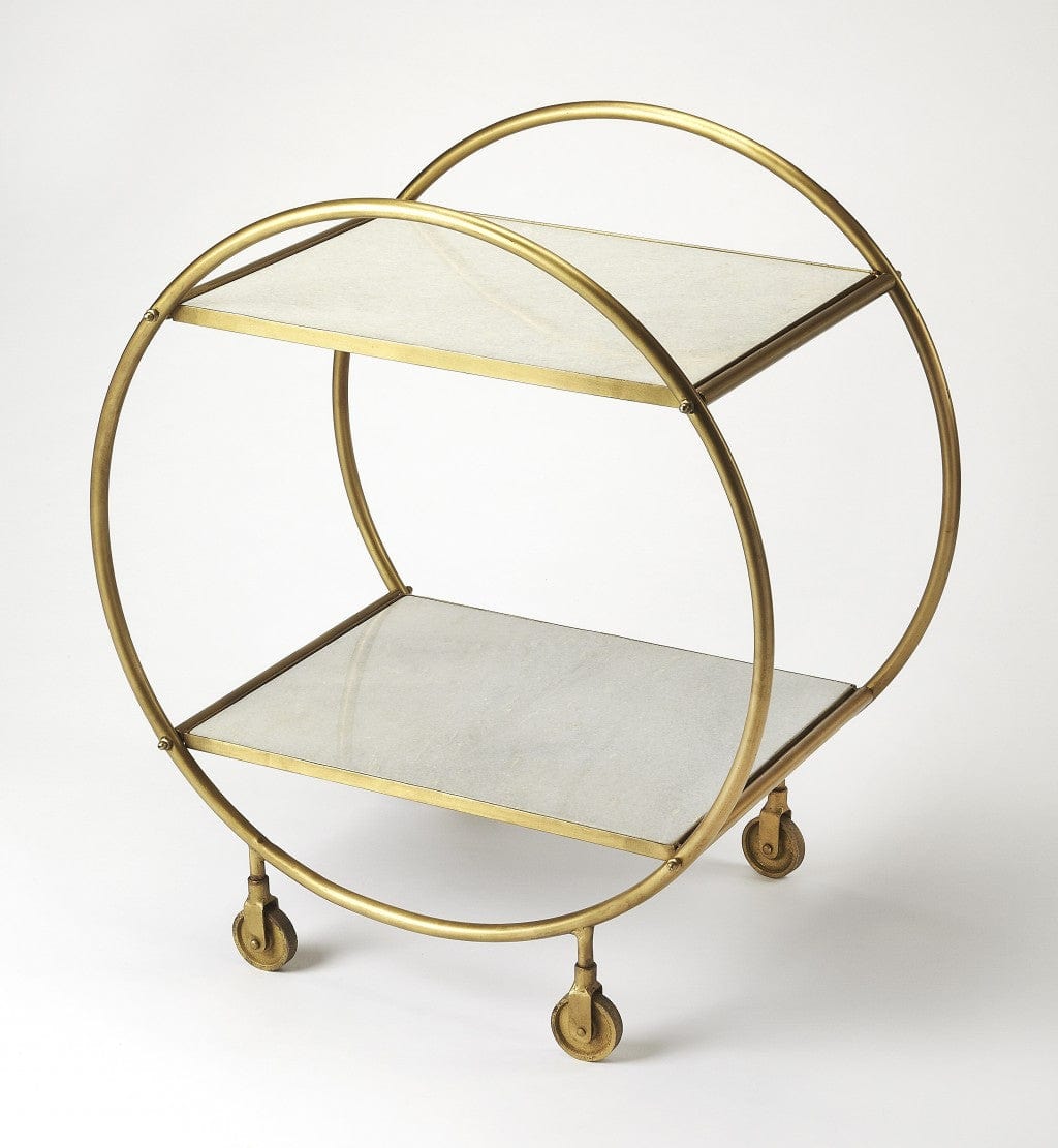 Modern Gold And White Marble Rolling Server - Homeroots