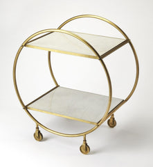 Modern Gold And White Marble Rolling Server - Homeroots